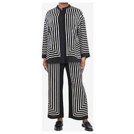 Totême Completo camicia e pantaloni a righe in seta nera - taglia UK 12 Nero