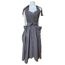 Thierry Mugler Vestido Cinza Azul escuro