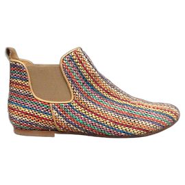 Botins Tatoosh de couro e tecido Multicor
