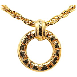 Chanel-Chanel Gold Gold Plated Logo Pendant Necklace-Golden