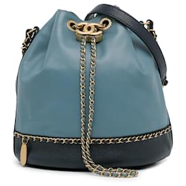 Chanel-Chanel Blue CC Lovely Chains Bucket Bag-Blue,Light blue