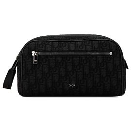 Dior Black Oblique Canvas Shoe Bag Black