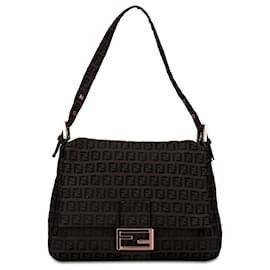 Fendi-Fendi Brown Zucchino Canvas Mamma Forever-Marron,Marron foncé