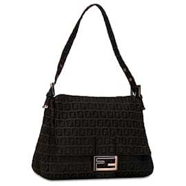 Fendi-Fendi Brown Zucchino Canvas Mamma Forever-Brown,Dark brown