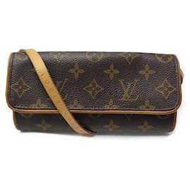 Louis Vuitton-LOUIS VUITTON TWIN BELT CLUTCH BAG IN MONOGRAM CANVAS M51852 POUCH-Brown