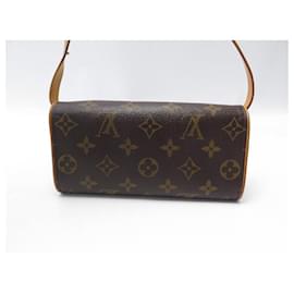Louis Vuitton-LOUIS VUITTON TWIN BELT CLUTCH BAG IN MONOGRAM CANVAS M51852 POUCH-Brown