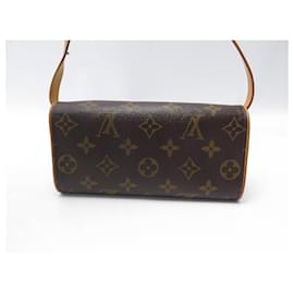 Louis Vuitton-SAC POCHETTE LOUIS VUITTON TWIN CEINTURE EN TOILE MONOGRAM M51852 POUCH-Marron