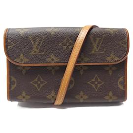 Louis Vuitton-LOUIS VUITTON FLORENTINE M CLUTCH BAG51855 MONOGRAM POUCH CANVAS BELT-Brown