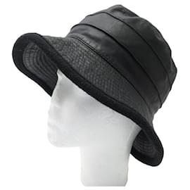 Autre Marque-MOTSCH HAT FOR HERMES BOB SIZE 56 MIXED BLACK LEATHER BLACK LEATHER HAT-Black