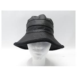 Autre Marque-MOTSCH HAT FOR HERMES BOB SIZE 56 MIXED BLACK LEATHER BLACK LEATHER HAT-Black