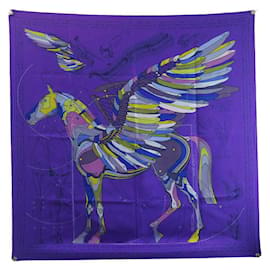 Hermès-NEW RARE LE PEGASE D'HERMES SCARF SILK VIOLET RENONCIAT NEW SILK SCARF-Purple