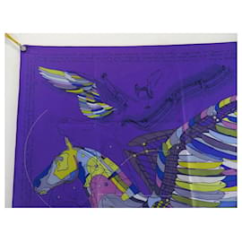 Hermès-NEW RARE LE PEGASE D'HERMES SCARF SILK VIOLET RENONCIAT NEW SILK SCARF-Purple