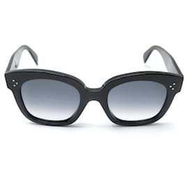 Céline-CELINE OVERSIZED CL SUNGLASSES4002A BLACK ACETATE + SUNGLASSES CASE-Black