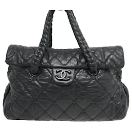 Chanel-CHANEL HANDBAG JUMBO TOTE TIMELESS CLASP BRAIDED HANDLES HANDBAG-Black