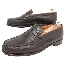 JM WESTON LOAFERS 180 7.5D 41.5 BRAUNE EIDECHSENLEDERSCHUHE Braun