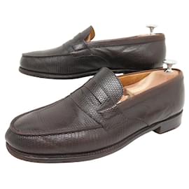 JM Weston-JM WESTON LOAFERS 180 7.5D 41.5 BROWN LEZARD LEATHER SHOES-Brown