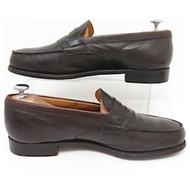 JM Weston-JM WESTON LOAFERS 180 7.5D 41.5 BROWN LEZARD LEATHER SHOES-Brown