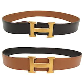 Hermès-VINTAGE HERMES BUCKLE H BELT 32MM REVERSIBLE LEATHER BOX 70 LEATHER BELT-Other