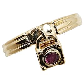 & Other Stories-K18YG Yellow Gold Diamond & Ruby 0.06ct Ring in Great Condition-Golden