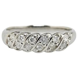 & Other Stories-PT900 Bague Diamant Platine 0.30ct Taille 12 En excellent état-Autre