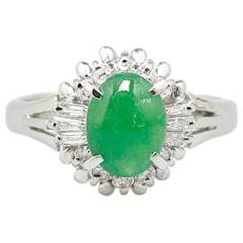 & Other Stories-PT900 Jade Platine 1.17CT Diamond 0.24Taille de la bague 9.5 En excellent état-Argenté