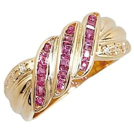 & Other Stories-Anel em ouro amarelo K18YG com rubi de 0,71 ct e diamante de 0,02 ct em excelente estado-Dourado