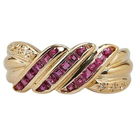 & Other Stories-K18YG Yellow Gold Ruby 0.71ct Diamond 0.02ct Ring in Excellent Condition-Golden