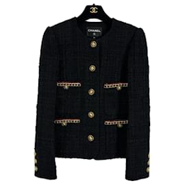 Chanel-2021 New Harley Bieber Style Black Tweed Jacket-Black