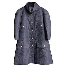 Chanel-Chanel Iconic Cocoon Style Coat with Camellias Pattern-Navy blue