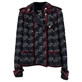 Chanel-CC Eagle Buttons Black Tweed Jacket-Black