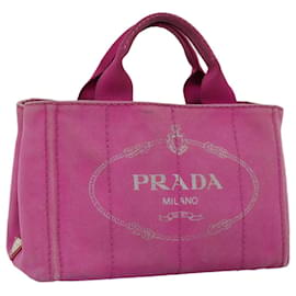 Prada-PRADA Canapa PM Hand Bag Canvas Pink Auth bs14850-Pink