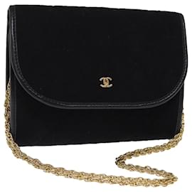 Chanel-CHANEL Matelasse Chain Shoulder Bag cotton Black CC Auth bs14749A-Black