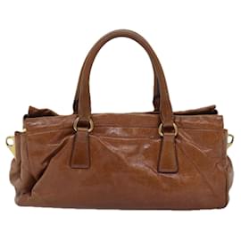 Prada-PRADA Hand Bag Leather 2way Brown Auth bs14682-Brown