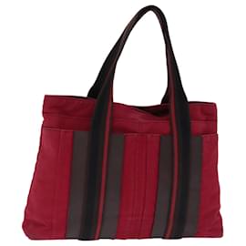 Hermès-HERMES Trocha Horizontal Zonal MM Hand Bag Canvas Red Black Auth bs14774-Black,Red