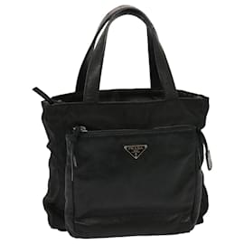 Prada-PRADA Hand Bag Nylon Leather Black Auth bs14650-Black