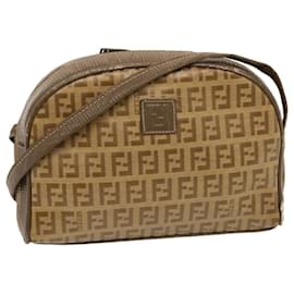 Fendi-FENDI Sac à bandoulière en toile Zucchino Marron Auth 74424-Marron