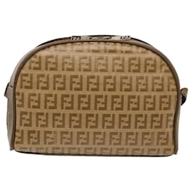 Fendi-FENDI Zucchino Canvas Shoulder Bag Brown Auth 74424-Brown