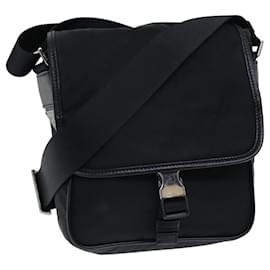 Prada-PRADA Shoulder Bag Nylon Leather Black Auth ki4537-Black