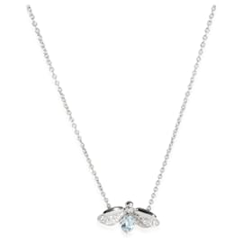 Tiffany & Co-TIFFANY & CO. Paper Flowers Aquamarine Diamond Pendant in  Platinum 0.13 ctw-Other