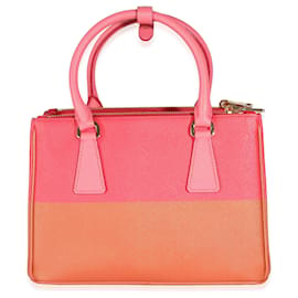 Prada-Prada Copper Strawberry Saffiano Small Galleria Double Zip Tote-Pink,Orange