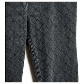 Chanel-Pre Fall 2012 Chanel Jean FR40 Bombay Black Quilted Denim Jeans UK12 US10-Black