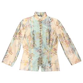 Alexander McQueen Vintage Pastel Multi Seda Brocado Chaqueta Multicolor