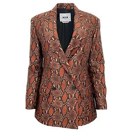 MSGM brauner Schlangenprint Doppelreiher Blazer Braun
