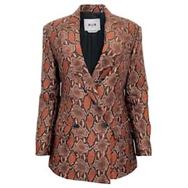 MSGM Brown Snake Print Double Breasted Blazer Brown
