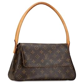 Louis Vuitton-Brown Louis Vuitton Monogram Looping Mini Shoulder Bag-Brown