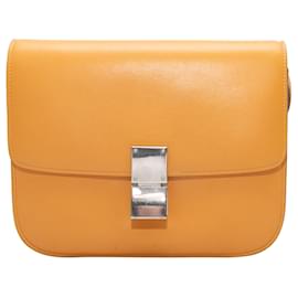 Céline-Mustard Celine Teen Classic Leather Crossbody-Yellow