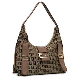 Fendi-Sac à bandoulière Sweet Hobo en toile marron Fendi Zucchino-Marron