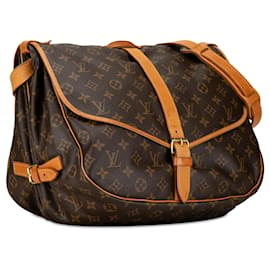 Louis Vuitton-Brown Louis Vuitton Monogram Saumur 35 Sac bandoulière-Marron