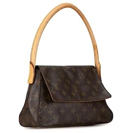 Louis Vuitton-Brown Louis Vuitton Monogram Looping Mini Shoulder Bag-Brown