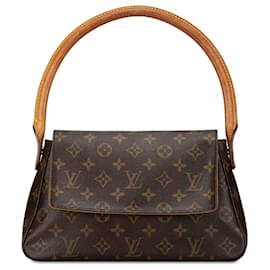 Louis Vuitton-Minibolso de hombro marrón con monograma y bucle de Louis Vuitton-Castaño